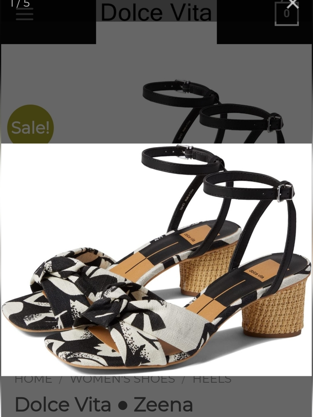 Dolce Vita Zeena Black & White Knot Front Block Heel Sandals Size 8.5
